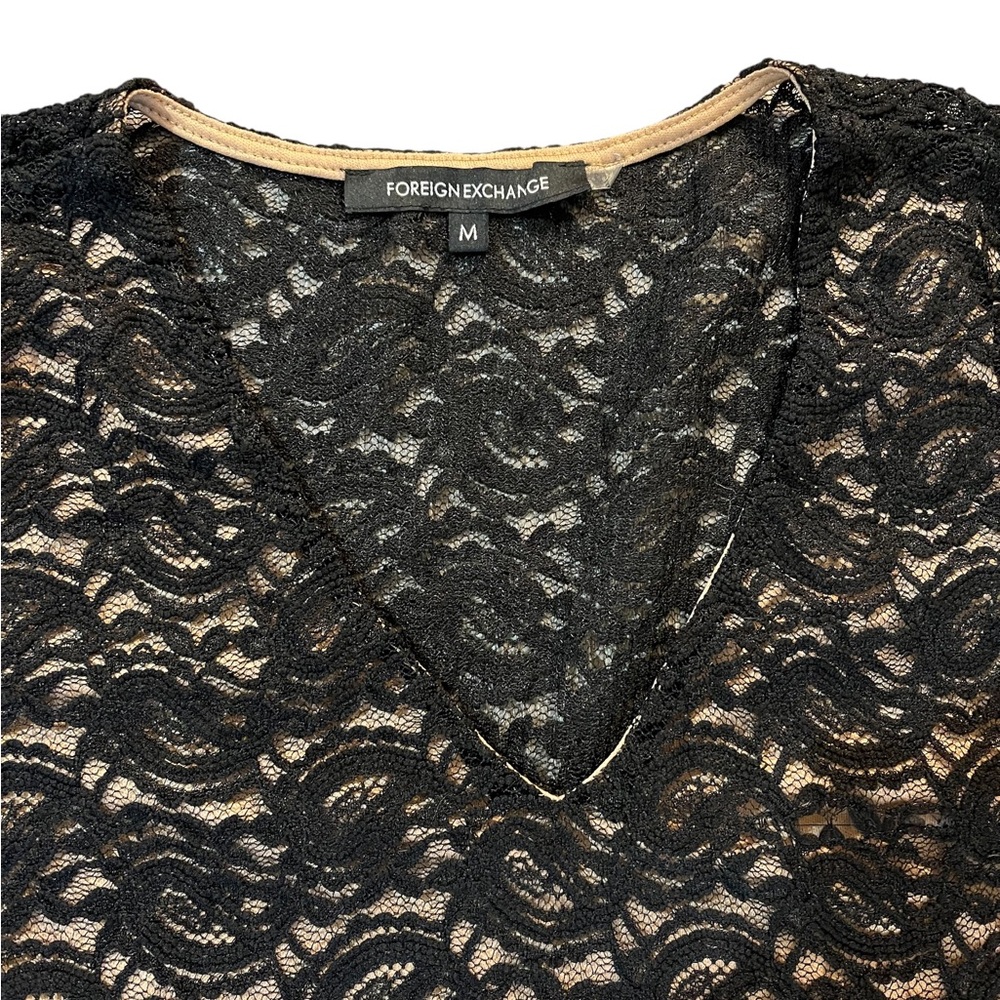 Foreign Exchange Black Lace Body-con mini Cocktail Dress lined, Med, New - Picture 8 of 9